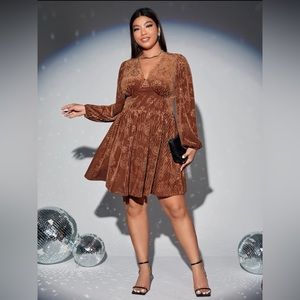 Shein rust plus lantern sleeve dress. Size 1X. Worn once.
